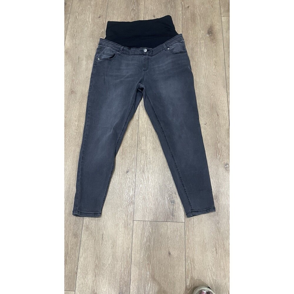 Time and Tru Maternity Skinny Jeans XXL 20 Gray Full Belly Panel Stretch